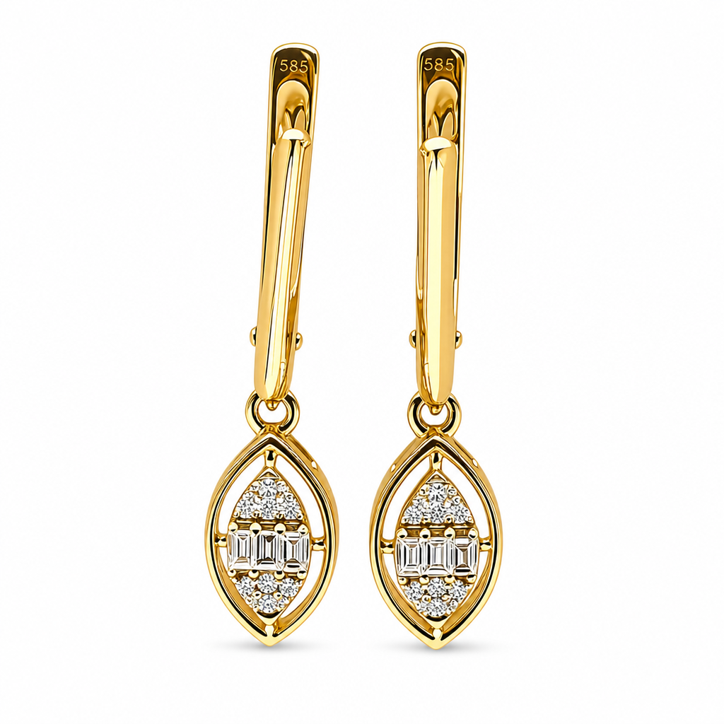 Minđuše bagguete 0,14 ct i brilijantima 0,09 ct