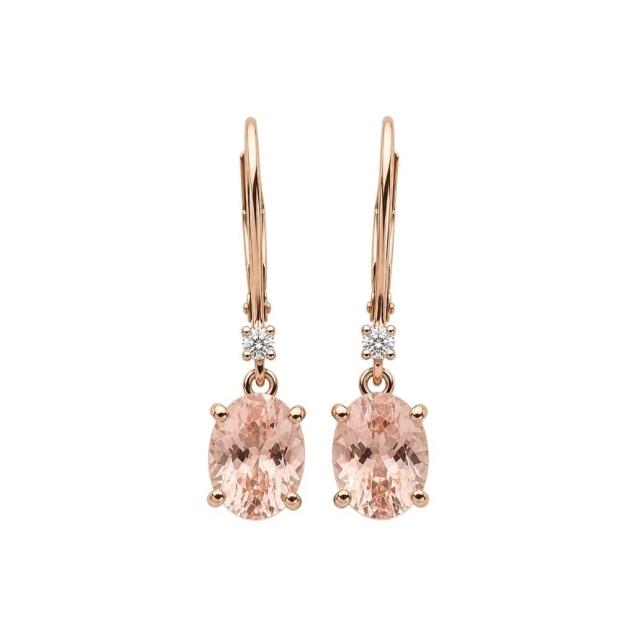 Minđuše Morganit 2.40ct lab dia 0.07ct