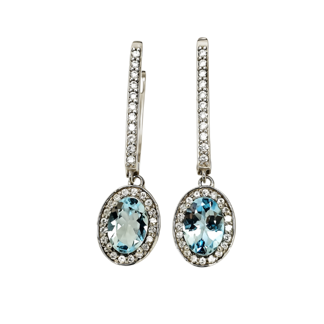 Minđuše akvamarin i brilijanti