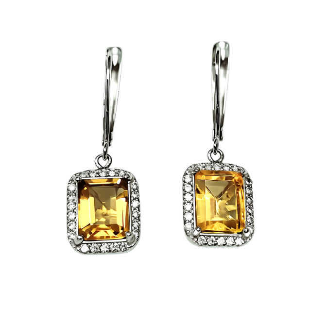 Minđuše citrin i brilijanti