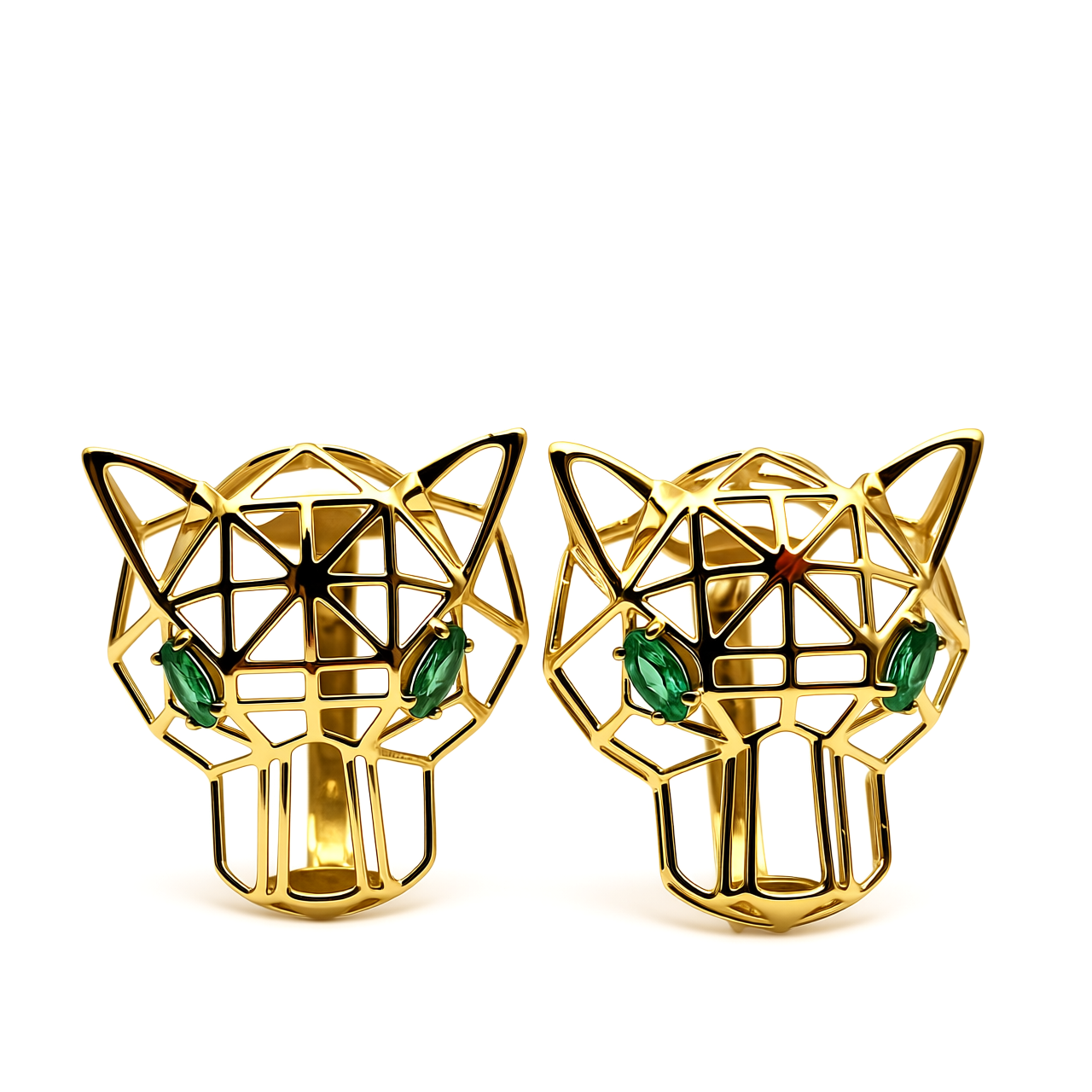 Minđuše panter sa smaragdom