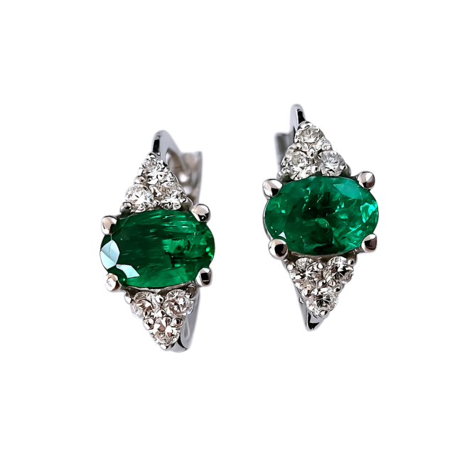 Minđuše sa smaragdom i brilijantima