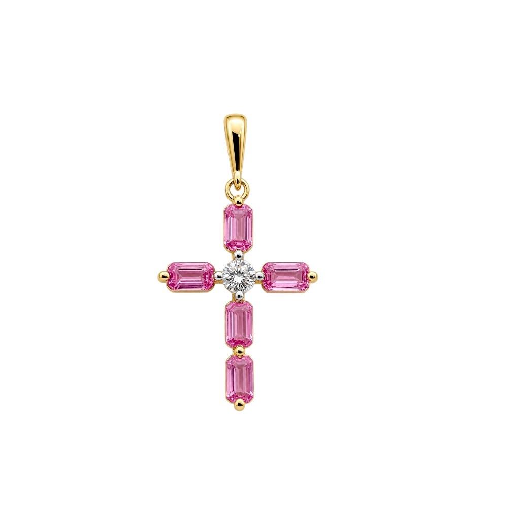 Privezak Pink Safir 1.39ct Dia 0.18ct