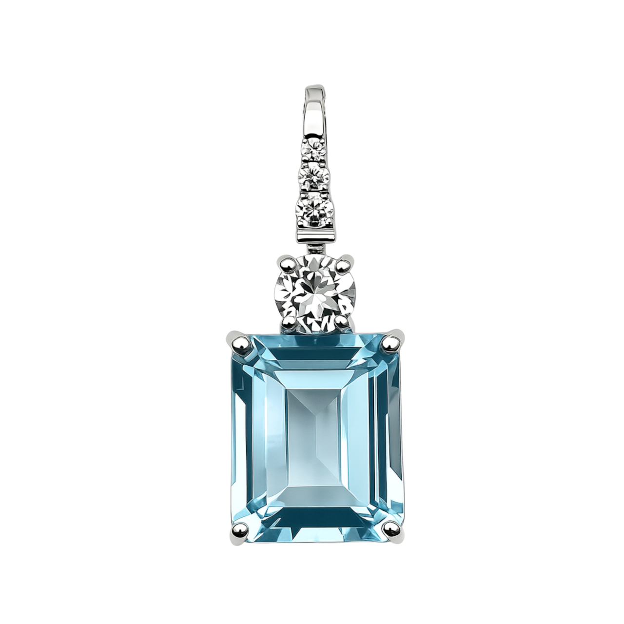 Privezak sa sky blue & white  topazom i brilijantom