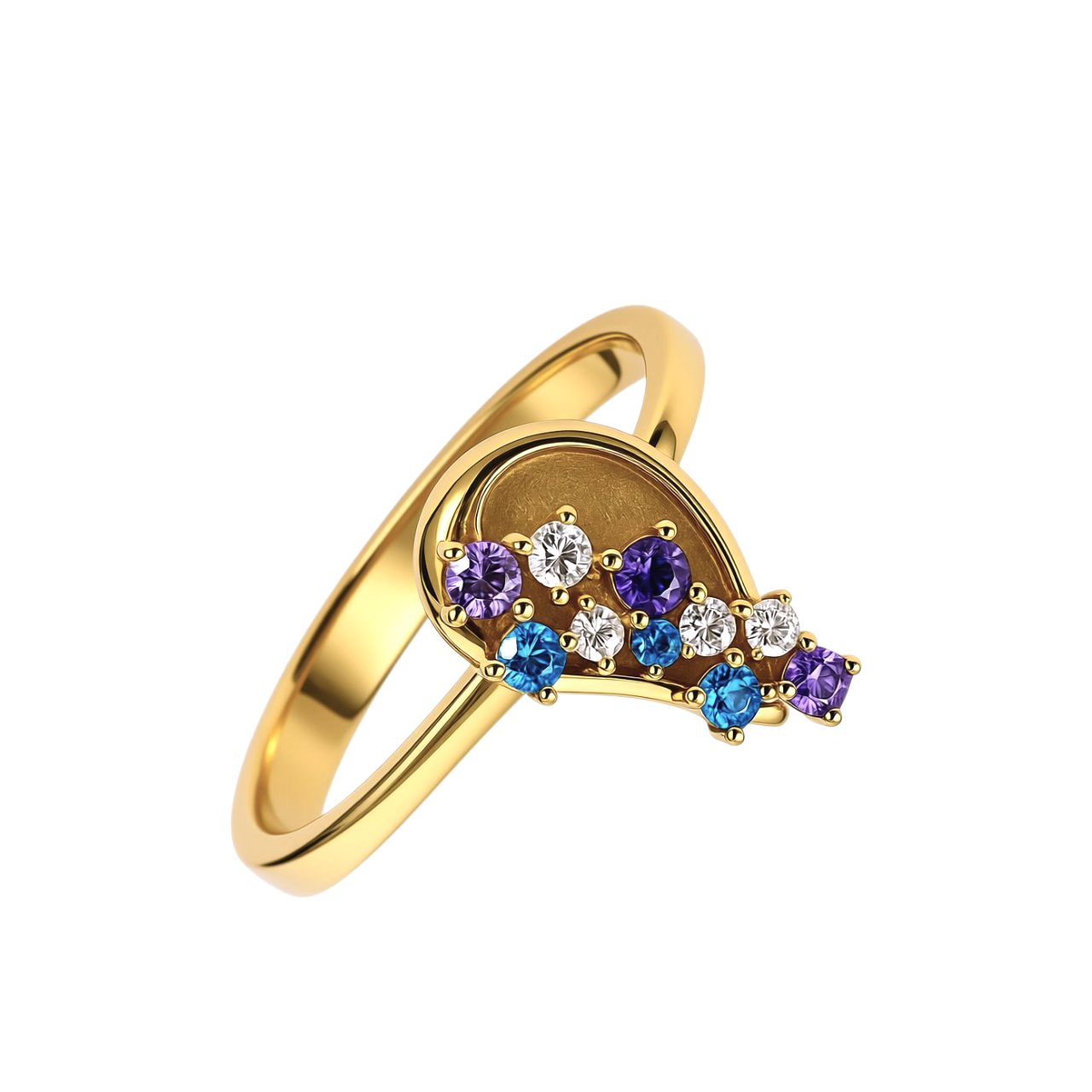 Prsten od zlata sa šarenim cirkonima