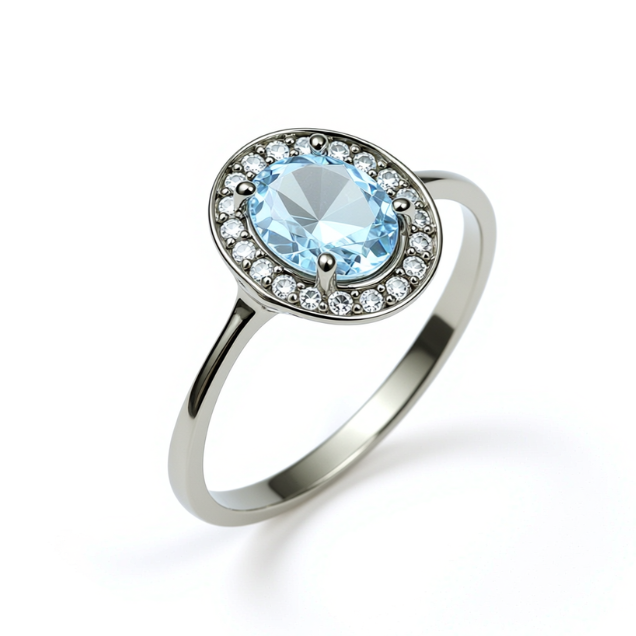 Prsten akvamarin i brilijanti