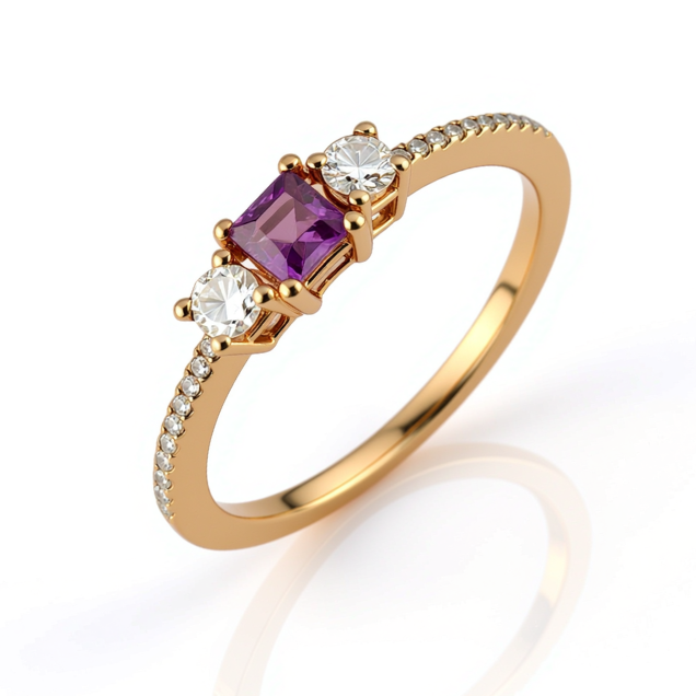 Prsten ametist  i brilijanti