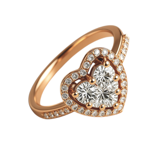 Prsten rose diamond heart 