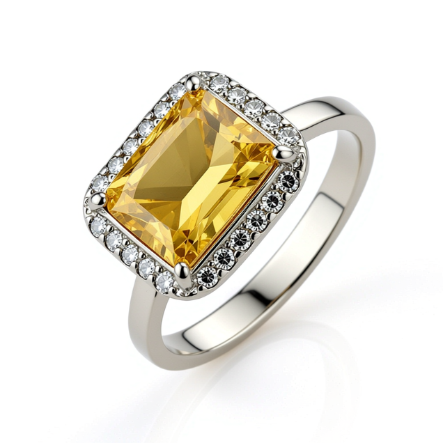 Prsten sa citrinom i brilijantima