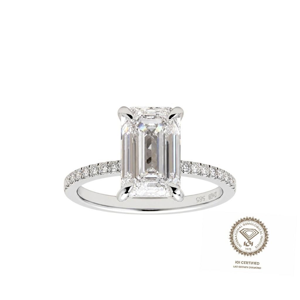Prsten lab Emerald 3.01ct dia 0.14ct