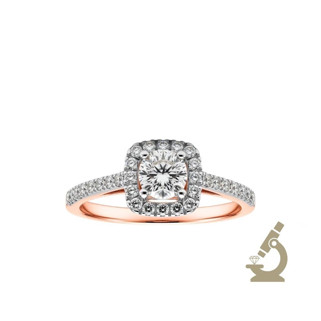 Prsten sa lab dijamantima Cushion 0.55ct round 0.27ct