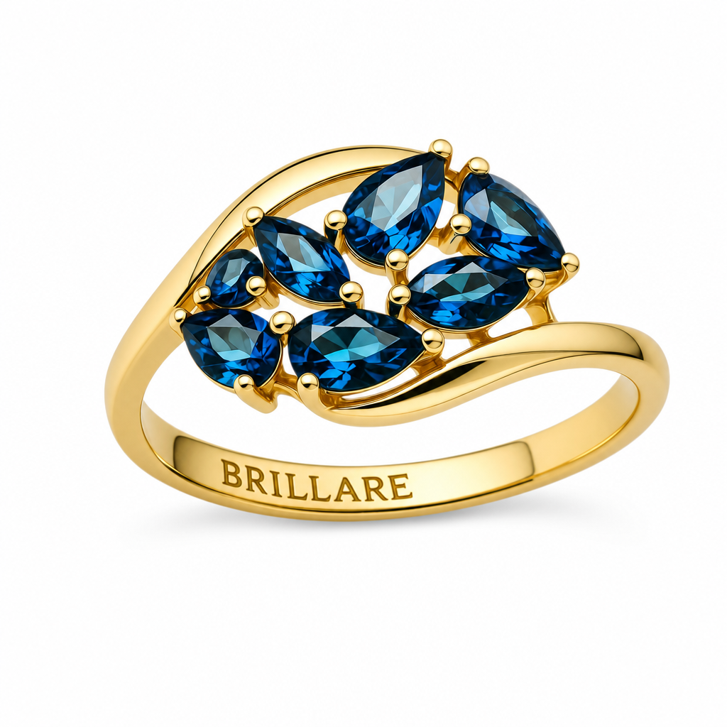 Prsten sa  london blue topazom i  brlijantima 1,10 ct