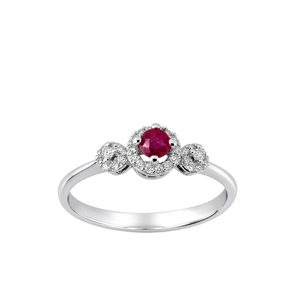 Prsten sa rubinom i brilijantima 0,15ct