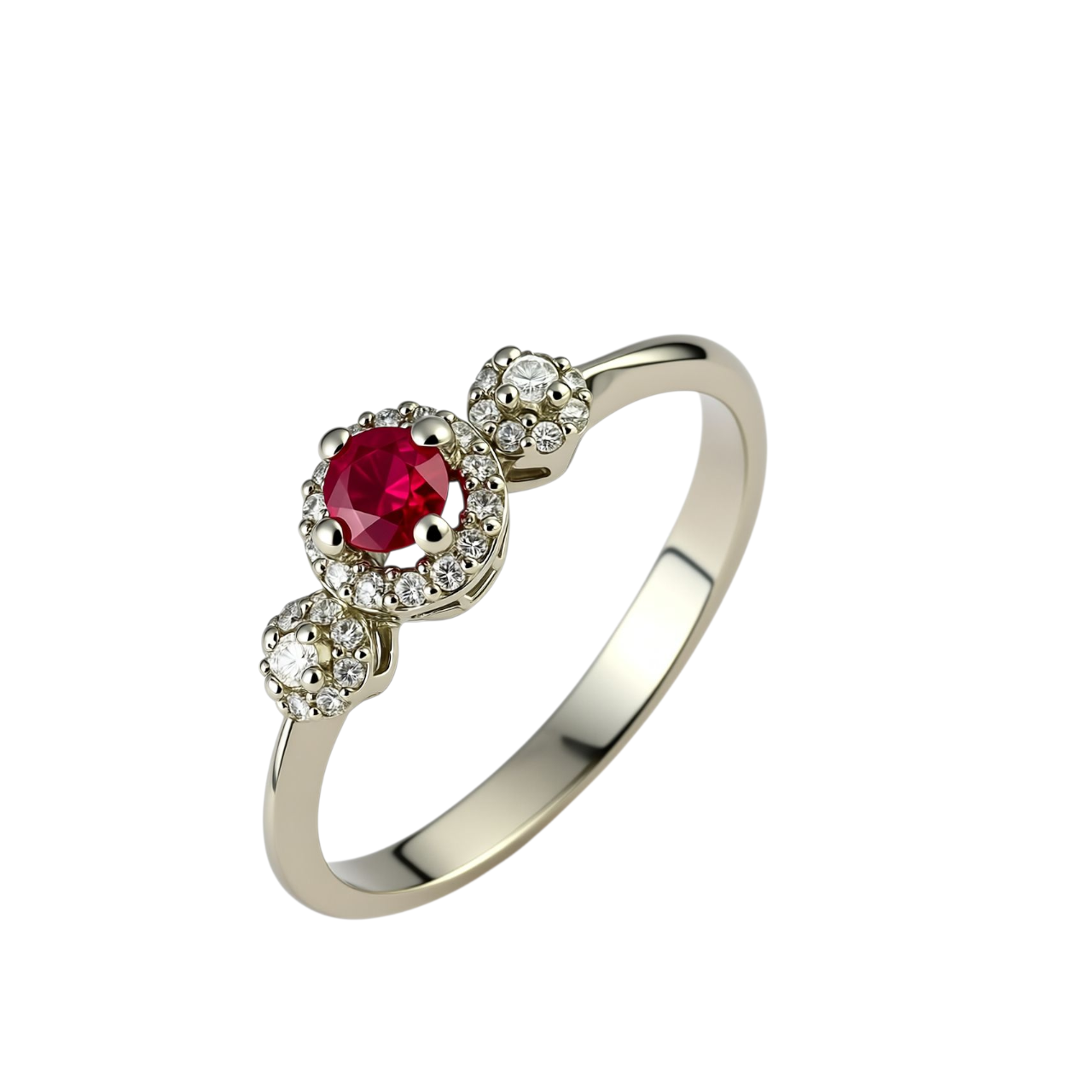 Prsten sa rubinom i brilijantima 0,15ct