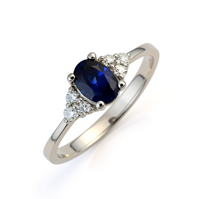Prsten sa safirom i brilijantima