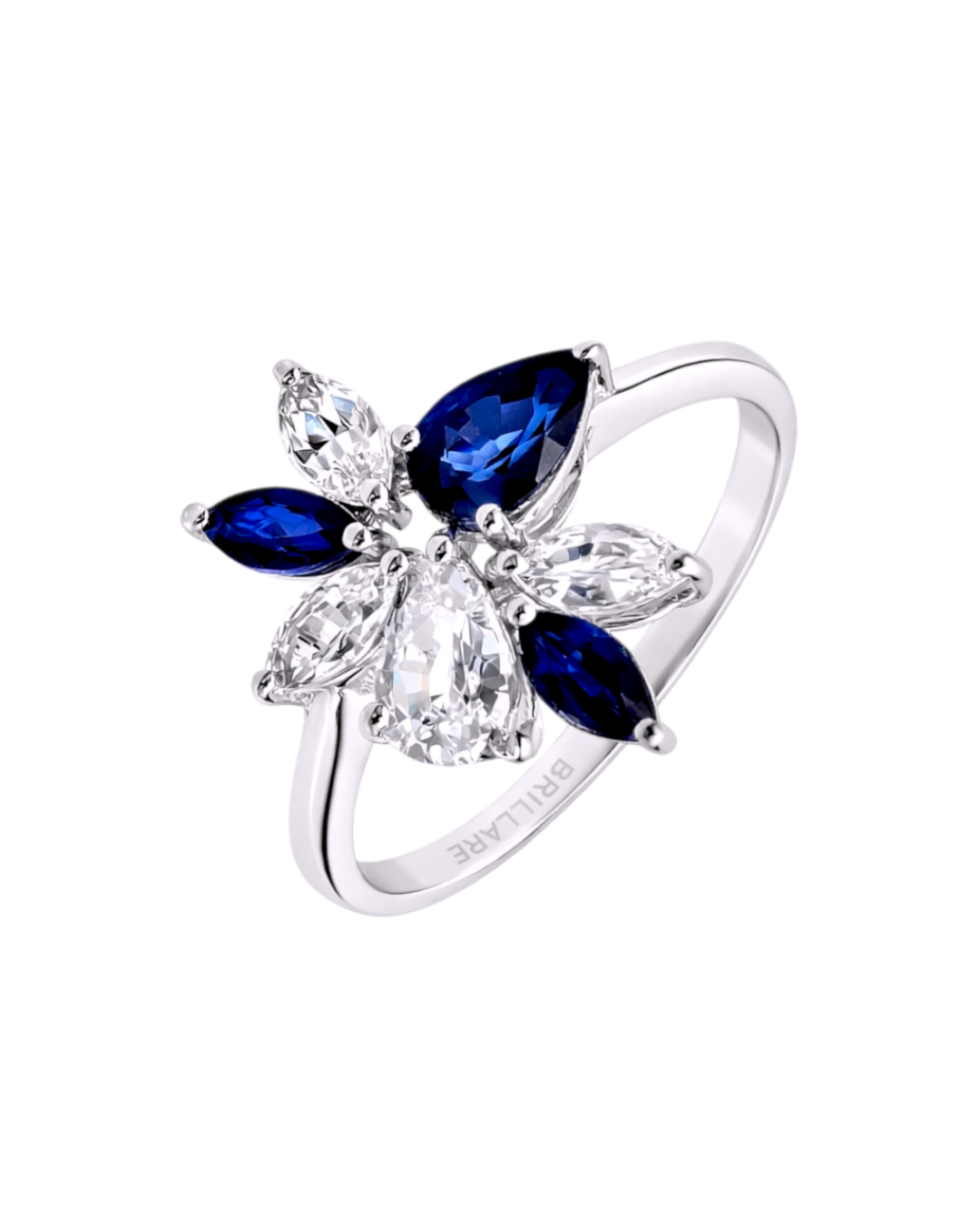 Prsten sa belim i plavim safirom