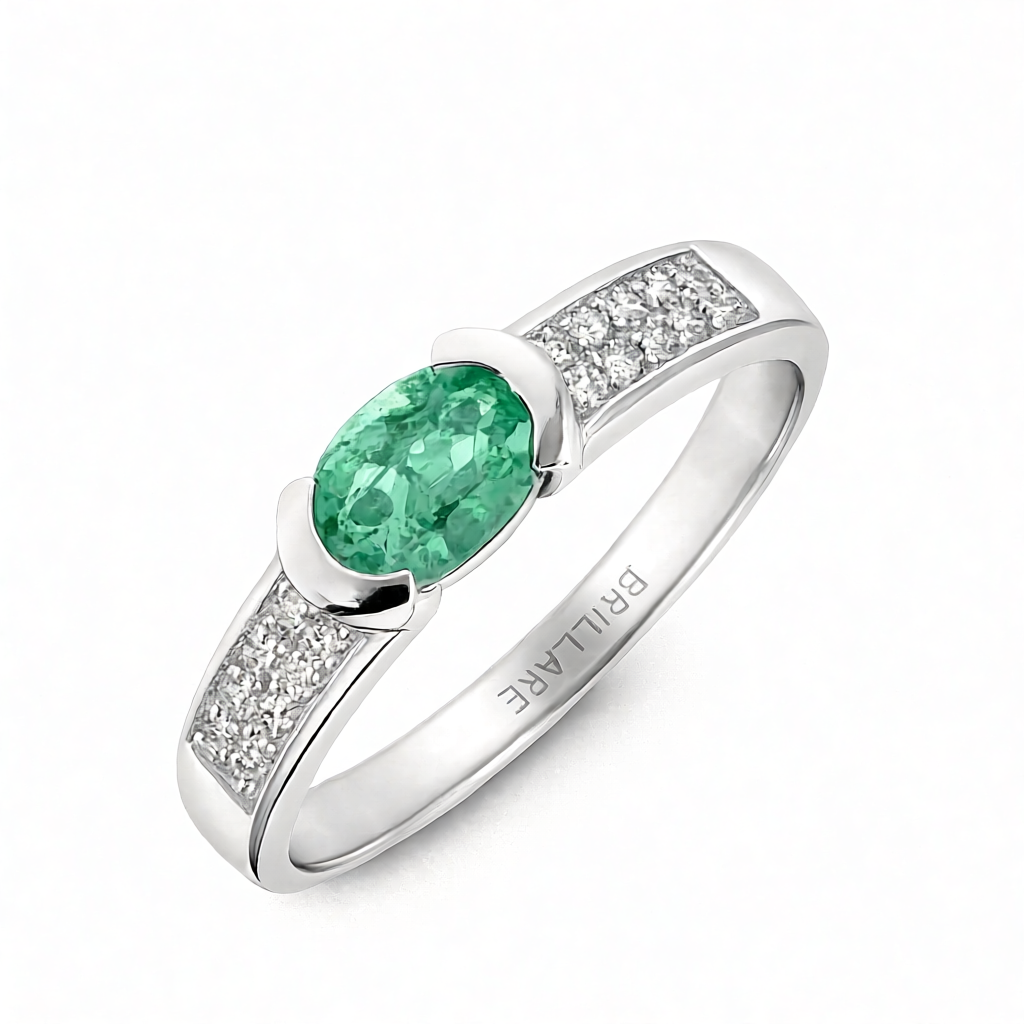 Prsten sa smaragdom i brilijantima 