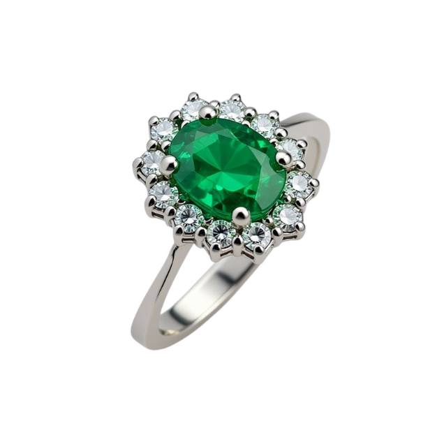 Prsten sa  smaragdom i brilijantima
