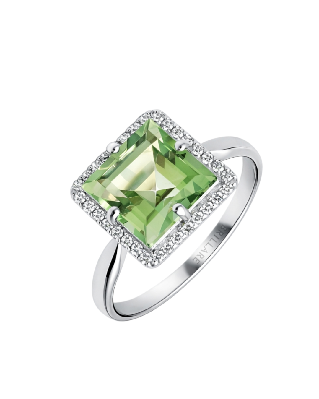 Prsten sa zelenim kvarcom i brilijantima