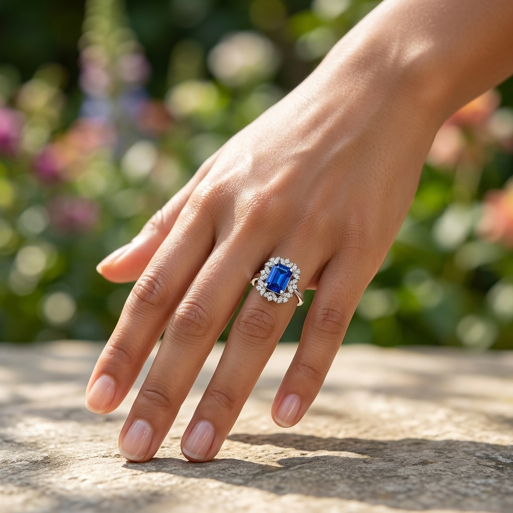 Prsten Safir 1.30ct brilijanti 0.21ct