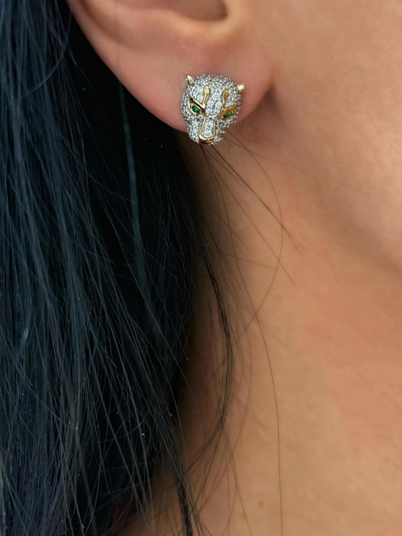 Minđuše panter sa brilijantima 