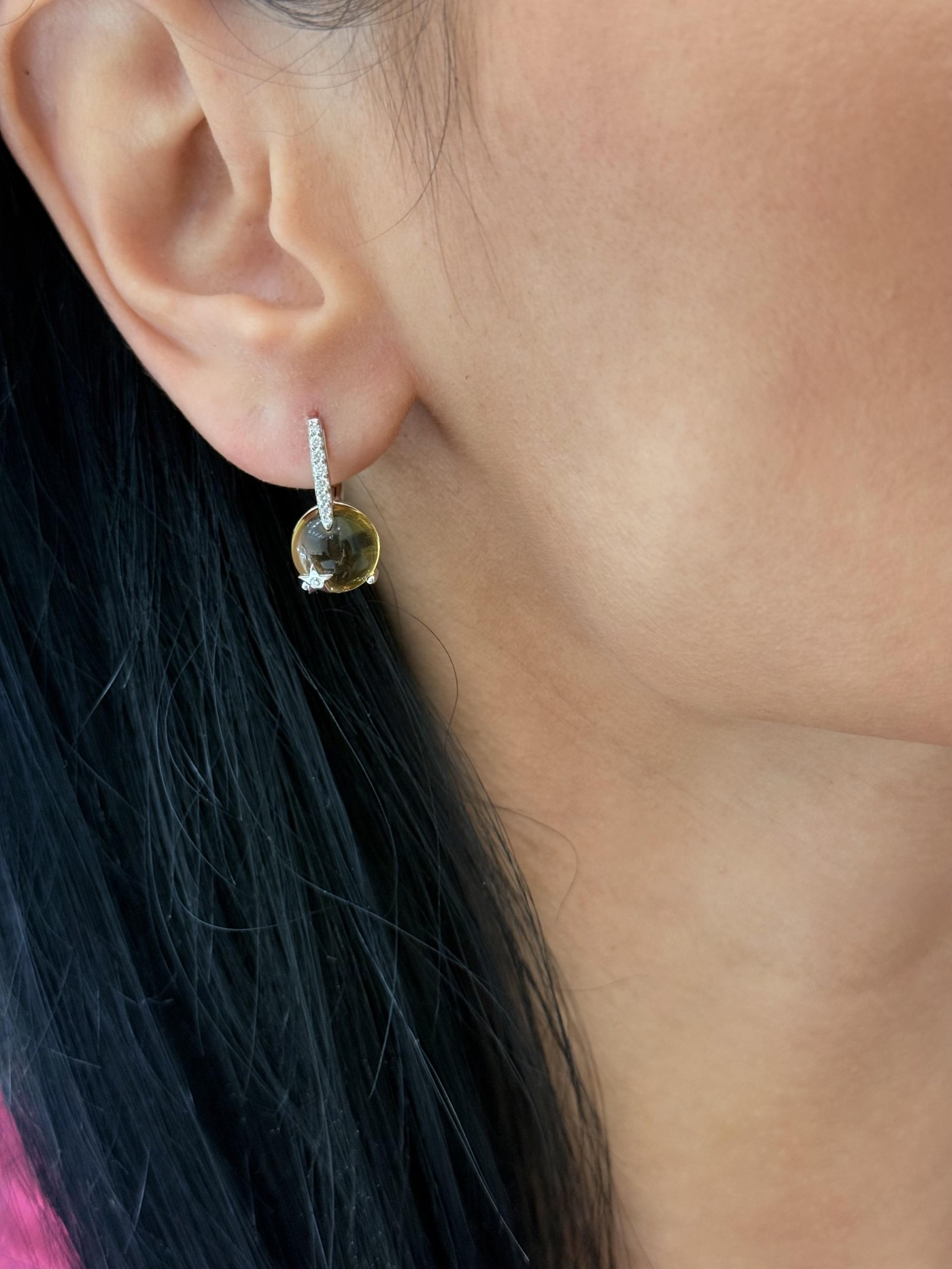 Minđuše moon citrin i brilijanti