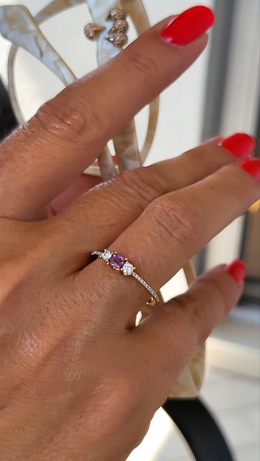 Prsten ametist  i brilijanti