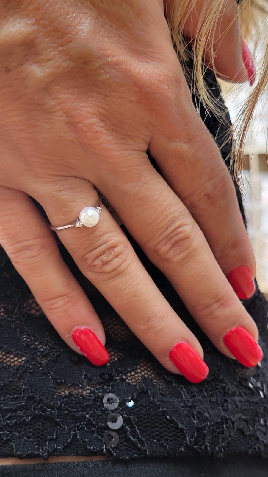 Prsten sa akoya biserom i brilijantima