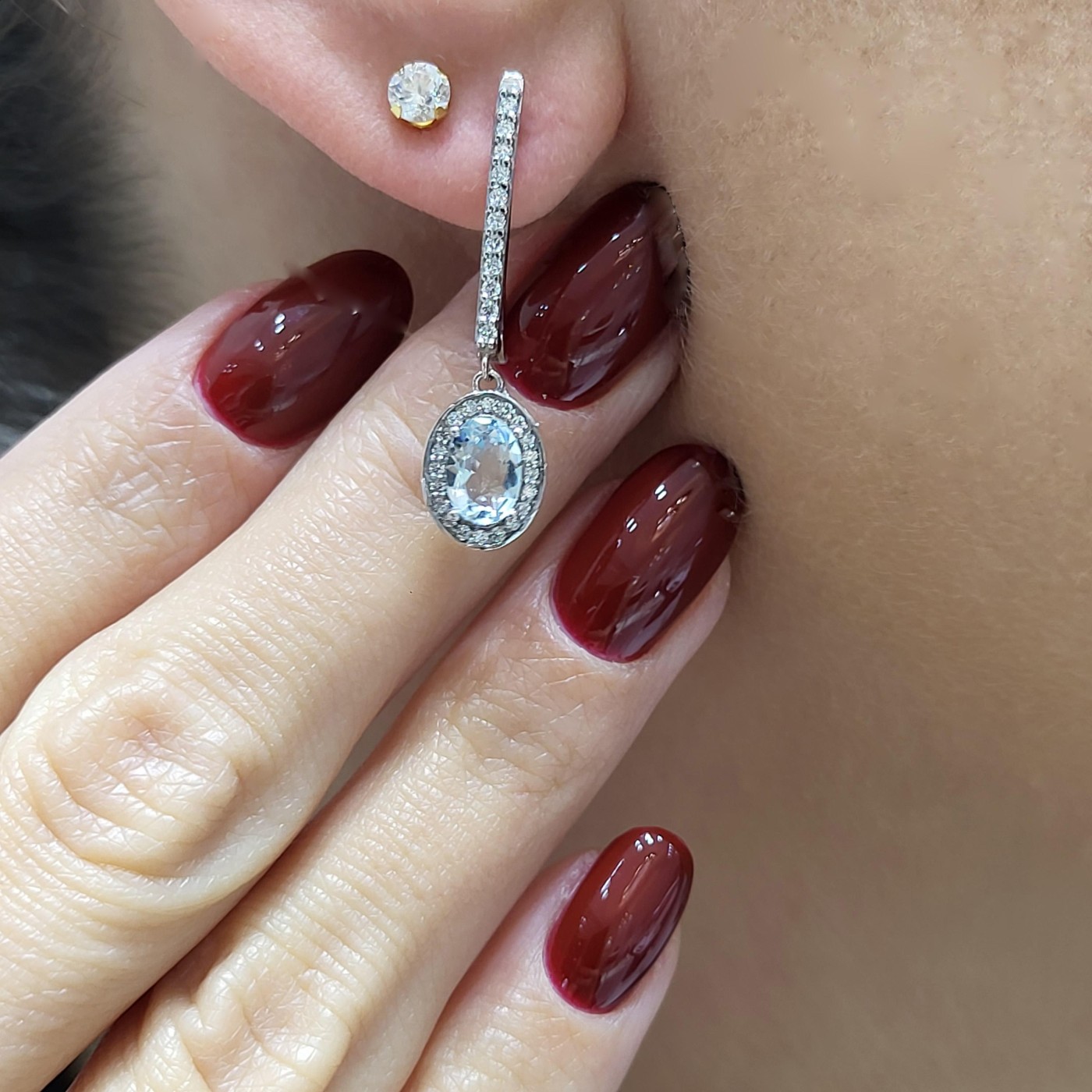 Minđuše akvamarin i brilijanti