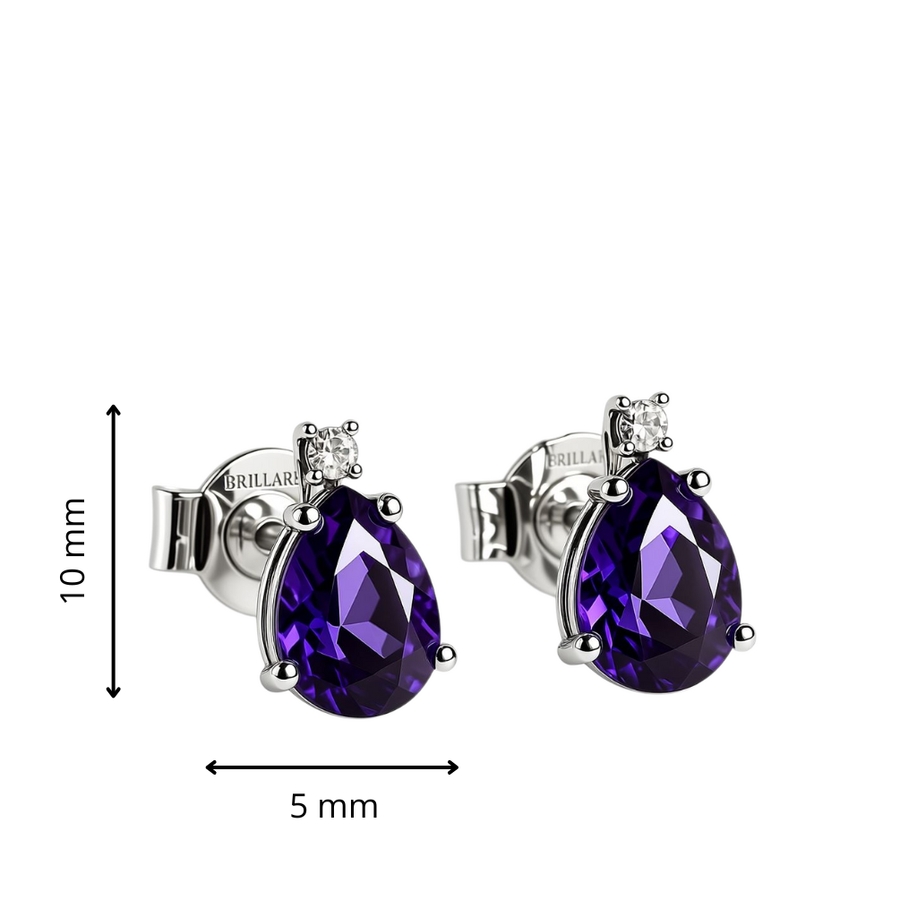 Minđuše sa africkim ametistom i brilijantima