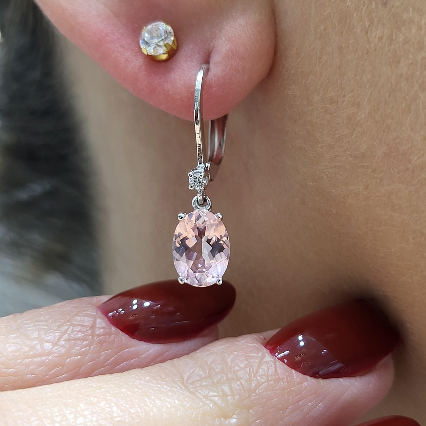 Minđuše sa morganitom i brilijantima