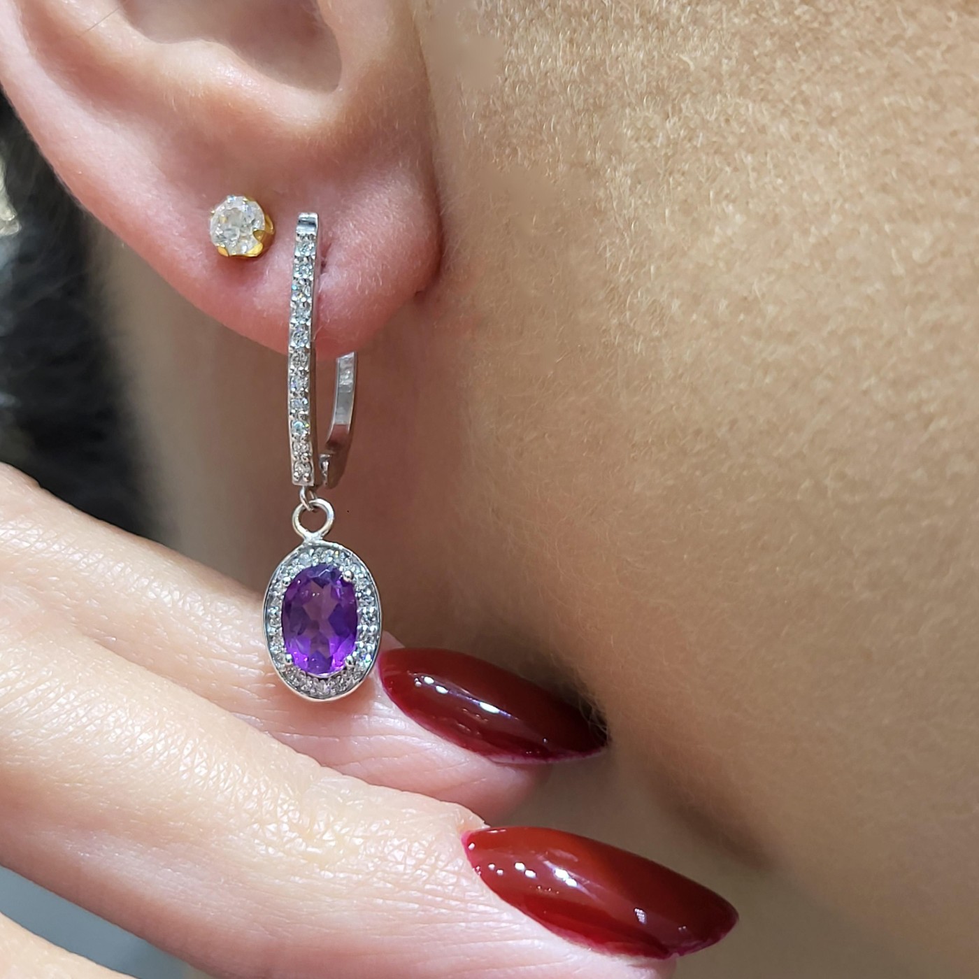 Minđuše ametist & brilijanti