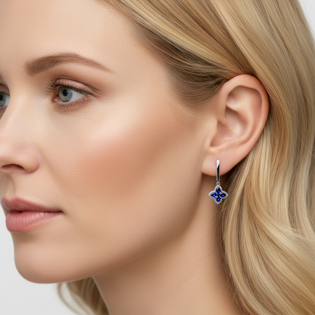 Minđuše sa safirom i brilijantima