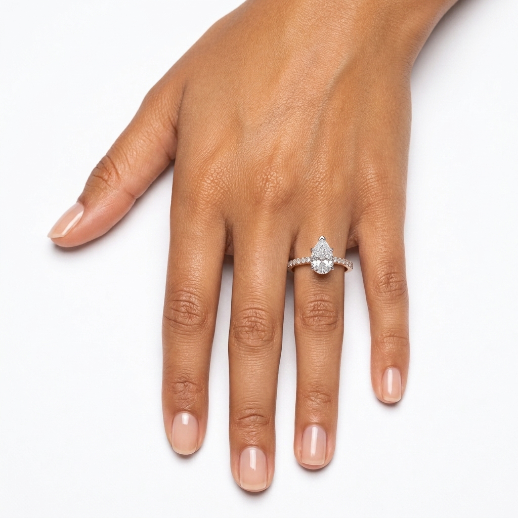 Prsten lab pear cut 1,11ct round 0,20ct