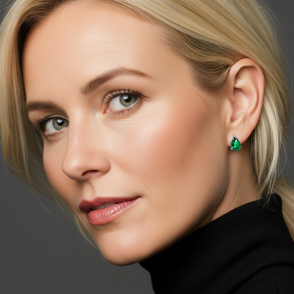 Minđuše sa zambijskim smaragdom i brilijantima